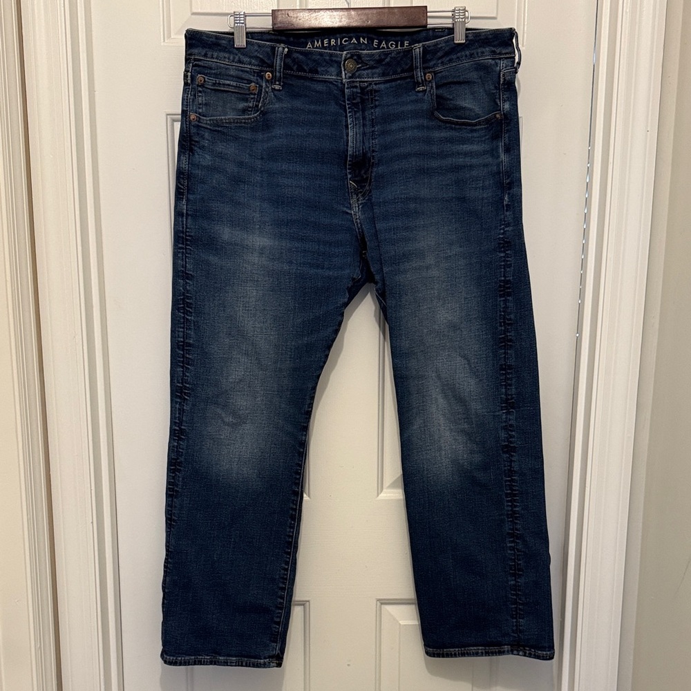 American Eagle Outfitters Men's Dark Blue Relaxed Jeans